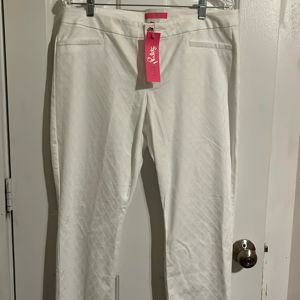Lilly Pulitzer Kelly Textured Ankle Length Skinny Pant in Resort White